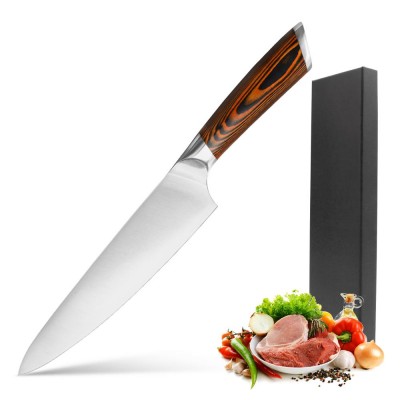 8 Inch High quality Stainless Steel wood handle Gift Box| Professional Chopping  Kitchen Slicer Chef Knife