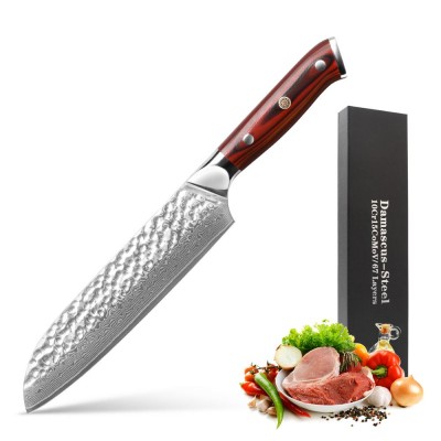 7 inch Japanese AUS10 professional G10 handle  67 layers  Kitchen Damascus steel Santoku Knife