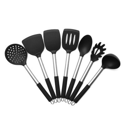 8PCS Non Stick Heat Resistant Food Grade Stainless Steel Handle Cooking Silicone Utensil Set