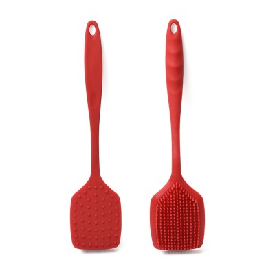 Silicone Comfortable Handle Home Kitchen Accessories Cleaning Silicone Soft Pot Pan Red Dish Brush