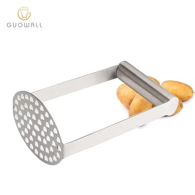 Kitchen Gadgets Stainless Steel With Broad and Ergonomic Horizontal Handle Fine-grid Mashing Plate for Smooth Potato Masher