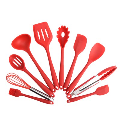 10 Pieces FDA LFGB Heat Resistant Cooking Tools spatula kitchenware Silicone Kitchen Utensil Set