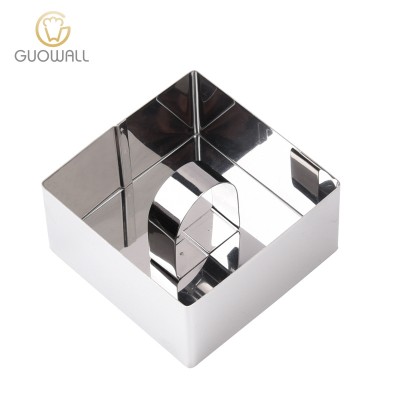 8CM Stainless Steel Square Shaped Mousse Cake Mould Ring with Press Stainless Steel Dessert Ring